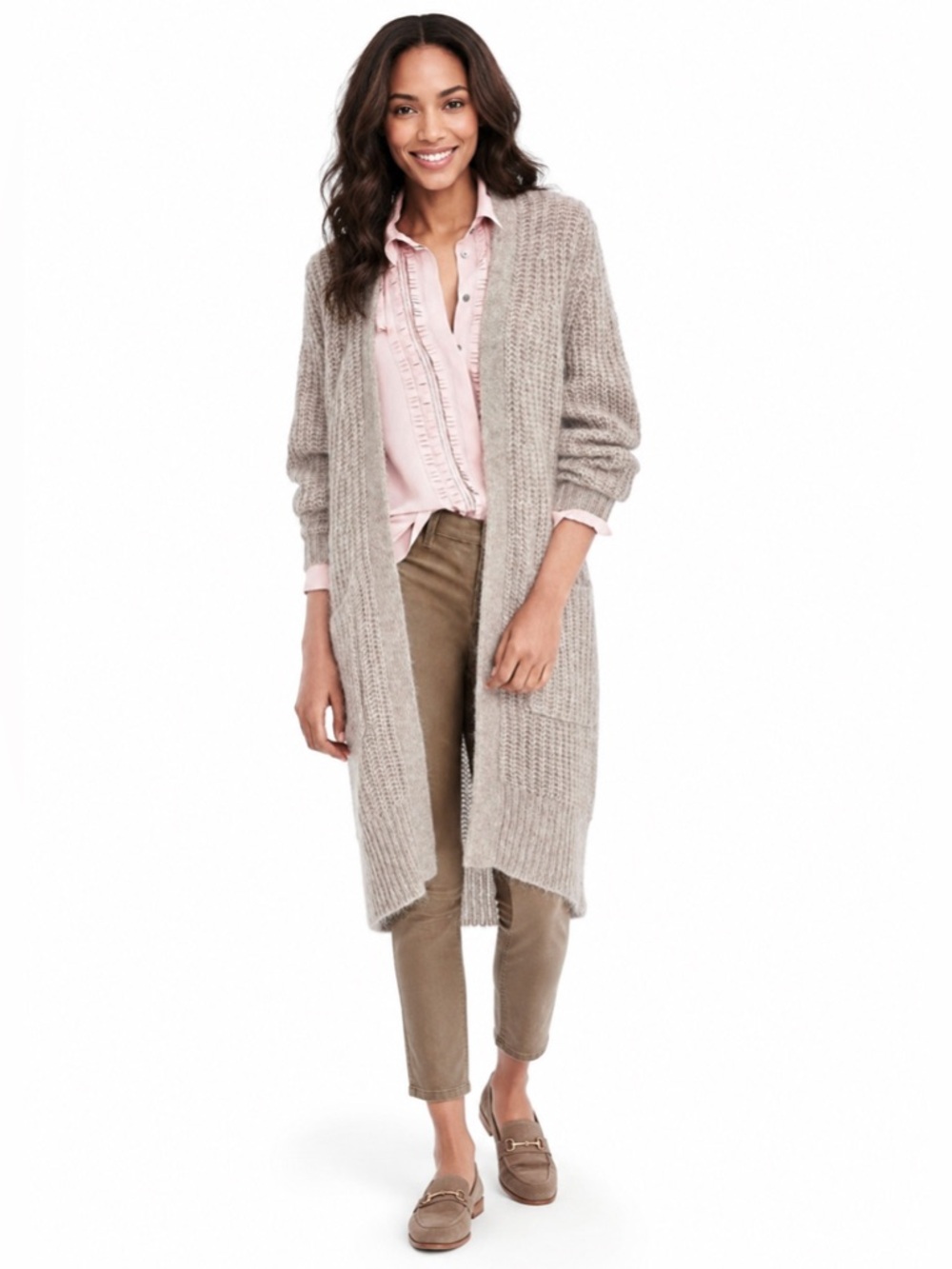 Banana Republic Wool / Mohair Duster Cardigan in Grey M